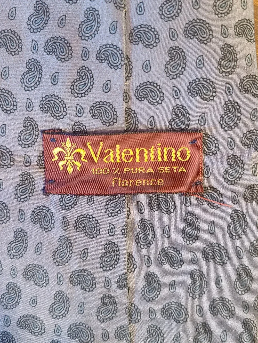 Valentino Gray Tie with Black Paisley